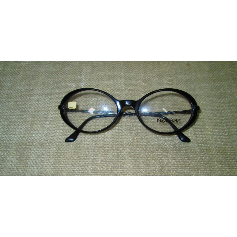 Yves Saint Laurent YSL Eyeglasses Black Oval Frames Only Glasses - Picture 4 of 5